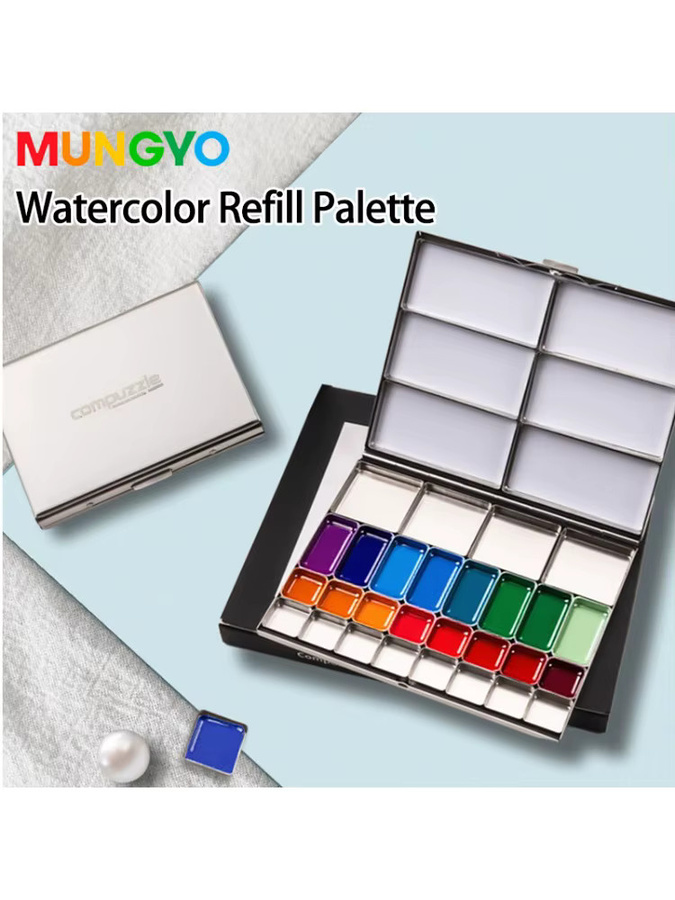 Mungyo Aquarellpalette aus Metall mit abnehmbarem Farbaufbewahrungskoffer und aufsteckbarem Design für Profis - Bild 3