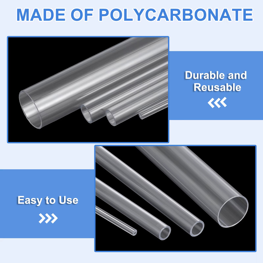 10 Stück Polycarbonat-PC-Rohr transparent, runder Kunststoff-Hartschlauch für Aquarium und Wasserkühlsystem, Länge: 0,5 m - Bild 2
