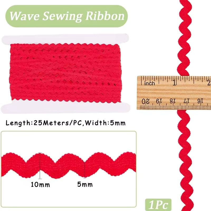 Buntes wellenförmiges Fransenband in Pink und Multicolour, 25 Meter, 5 mm Breite für Nähen und DIY-Projekte - Bild 4
