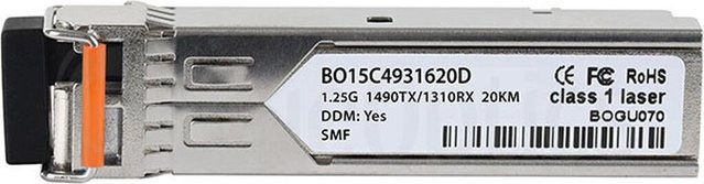 BlueOptics SFP Transceiver kompatibel mit Chelsio SFP-BXD43-20KM, 1000BASE-BX-D Singlemode Fiber, LC-Simplex, TX1490nm/RX1310nm, 10KM, DDM, Farbe: Silber - Bild 1
