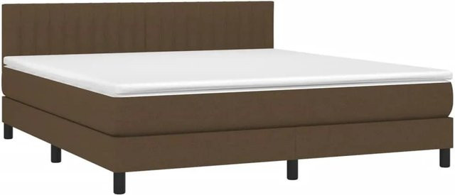 vidaXL Boxspringbett Hybrid mit Matratze und LED-Unterbettbeleuchtung in Dunkelbraun, B/T: 160 x 200 cm - Bild 1