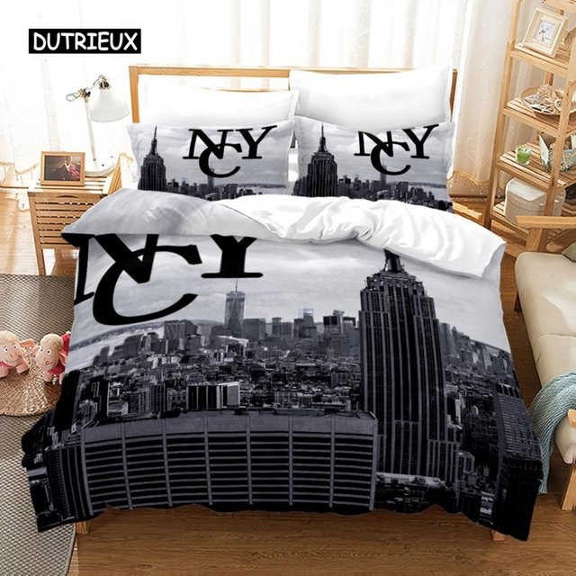 Bettwäscheset Binchi Outdoor Product mit New York City Nachtansicht, 3-teilig, Schwarz, B/H: 140 x 200 cm - Bild 1