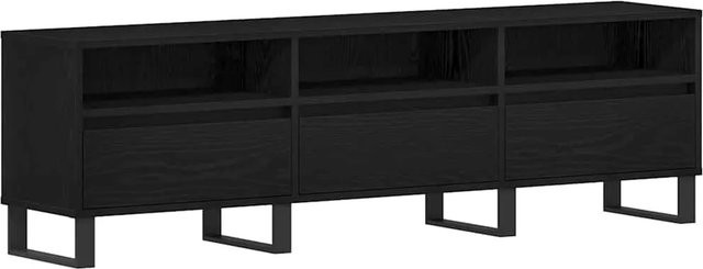 vidaXL TV-Schrank in Schwarz und Eichen-Optik, moderner Mediaschrank für dein Wohnzimmer, B/T/H: 150 x 30 x 44,5 cm - Bild 1