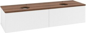 V&B Antao Waschtischunterschrank mit Frontstruktur und integrierter Beleuchtung, Wandhängend, Weiß, B: 160 cm, T: 50 cm - Bild 1