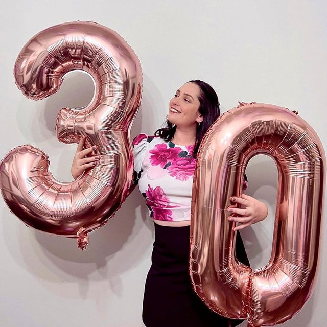 EsenTroye Mylar Zahlenballon Nummer 30 in Roségold für Geburtstags- und Jubiläumsdekorationen, 81,28 cm - Bild 1