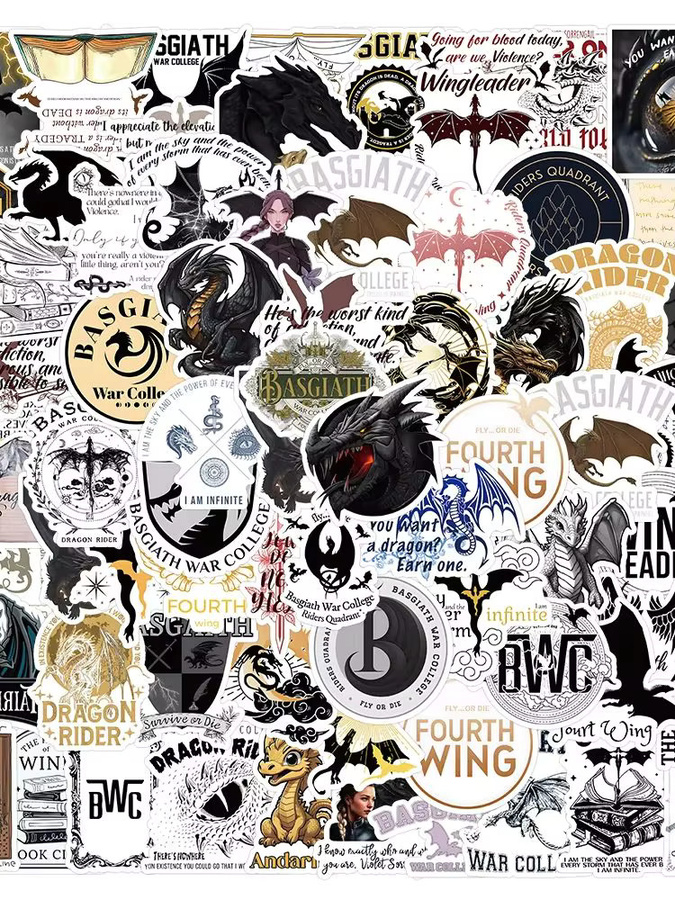 Rspctou Fantasy Fourth Wing Cartoon-Aufkleber, Drachen-Sticker, Set, Bunt / Mehrfarbig - Bild 4