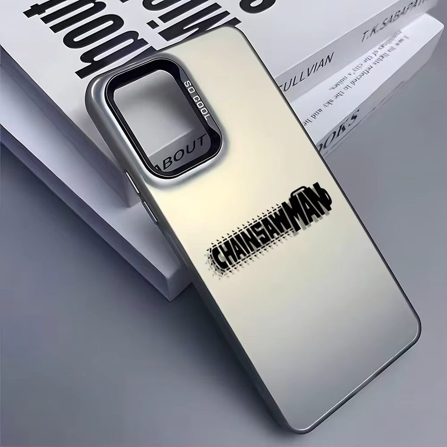 Silberne Silikon Handyhülle im Chainsaw Man Design für Samsung Galaxy S25 Edge S24 S23 S22 S21 S20 Ultra mit Denji und Makima Motiv - Bild 4