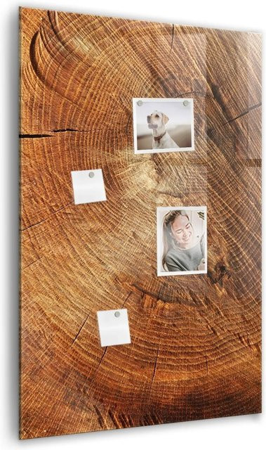 Tulup Magnettafel aus Glas mit Querschnitt des Stammes in Weiß und Braun, B: 90 cm, H: 60 cm - Bild 1