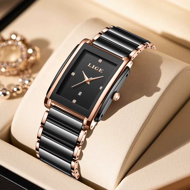 LIGE Armbanduhr, Quarz, Keramik, Schwarz, Damen - Bild 2