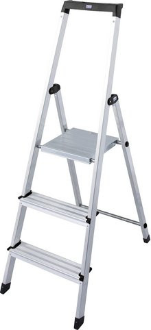 Krause Stufen-Stehleiter Solidy, 3 Stufen, Aluminium, silberfarben - Bild 1