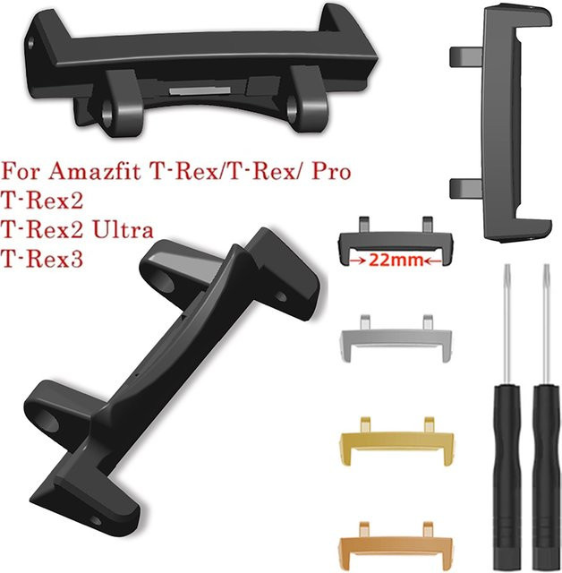 CAOWTAN Uhrenarmband-Adapter Amazfit T-Rex 3, T-Rex Pro, T Rex 2, Edelstahl, Schwarz - Bild 1