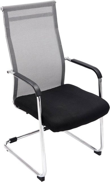 TPFLiving Besucherstuhl Brent Two mit Netzbezug und Chromgestell, Grau, B/T/H: 62,0 x 55,0 x 110,0 cm - Bild 1