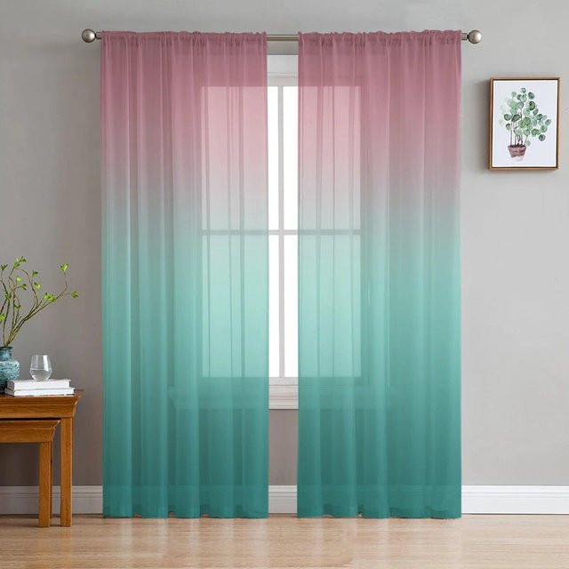 A Family Of Home Textiles Chiffon Gardine in Lila mit Farbverlauf, transparent, Breite: 135 cm, Höhe: 244 cm - Bild 1