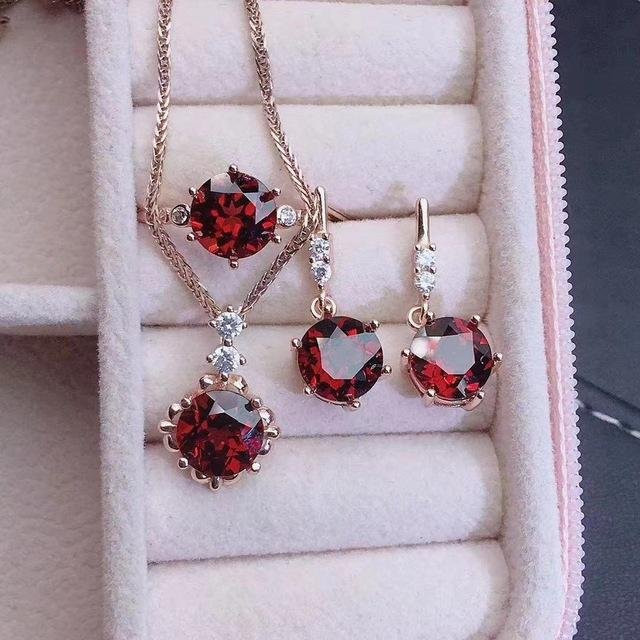 Schmuck-Set 925 Silber, Rubin, Zirkonia, Damen - Bild 1