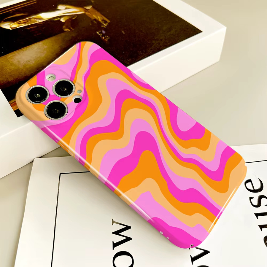 Wellenförmige glänzende Handyhülle aus hartem PC für Google Pixel 7 7a 8 8a 9 9a Pro XL 5G in Rosa-Orange - Bild 3
