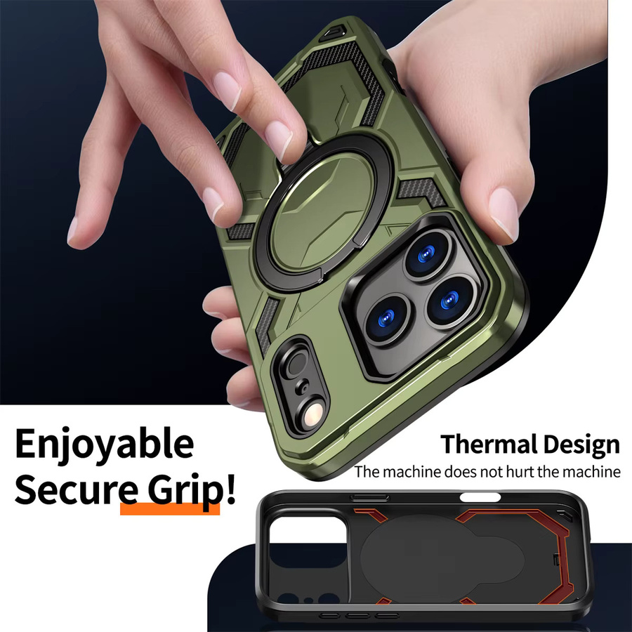 MagSafe Magnetische Handyhülle mit 360 Grad drehbarem Ständer für iPhone Modelle in Grün - Bild 3