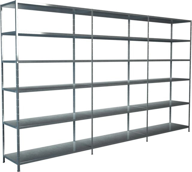 Schulte Steck-Grund- und Anbauregale verzinkt silber B: 340 cm, H: 230 cm, T: 50 cm - Bild 1