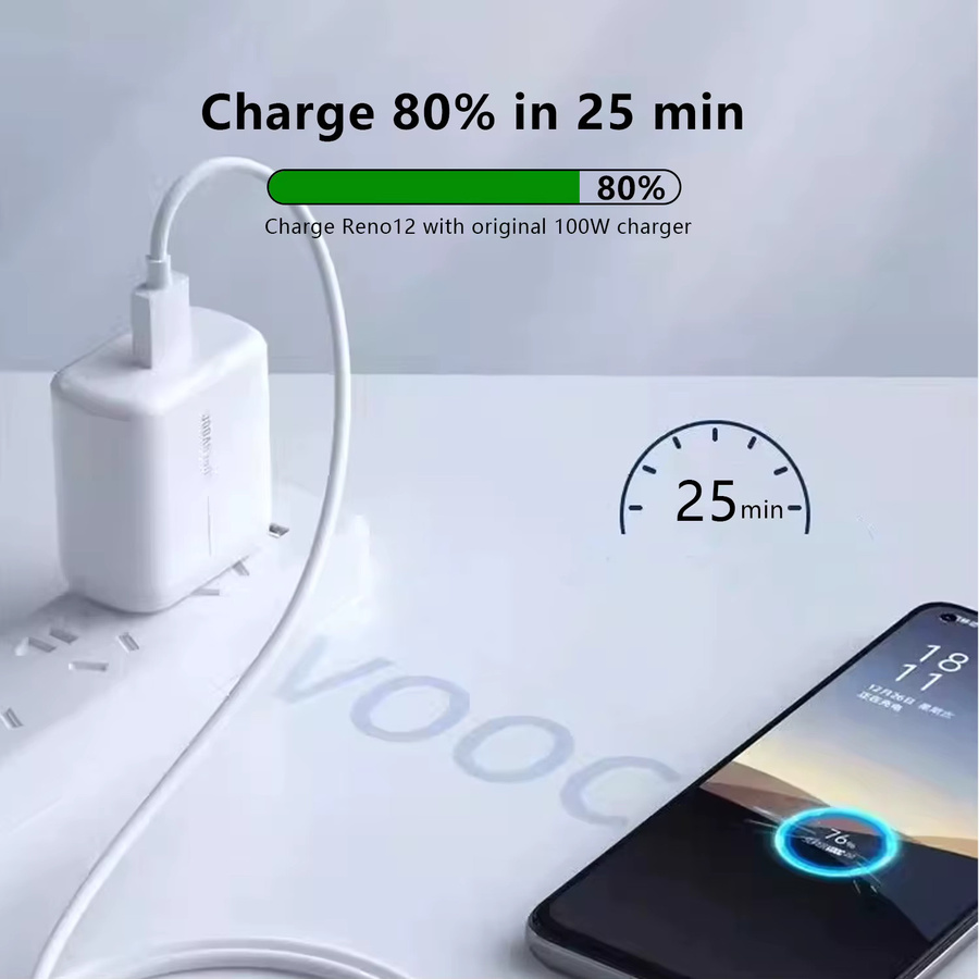 Tonsiny USB-C SuperVooc Schnellladekabel für OPPO, OnePlus und Realme in Weiß - Bild 2
