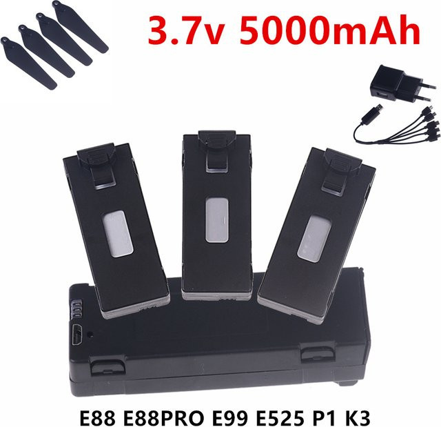 RC.BURST LiPo Ersatzakku 3,7V 5000mAh in Schwarz für E88 E88PRO E99 E525 P1 K3 P10 A13 S98 RC Drohnen und Quadcopter - Bild 1