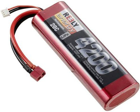 Reely LiPo Akku Modellbau-Akkupack 7.4V 4200 mAh 2S 20C mit T-Stecksystem in Rot - Bild 1