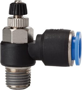 Riegler Drosselrückschlagventil Blaue Serie Abluftdrossel R3/8 mit Ø 6mm in Blau - Bild 1