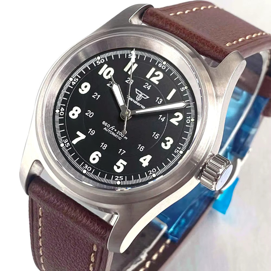 Tandorio Armbanduhr, Edelstahl, Schwarz, Silber, Blau, Saphirglas, 36 mm, Herren - Bild 2