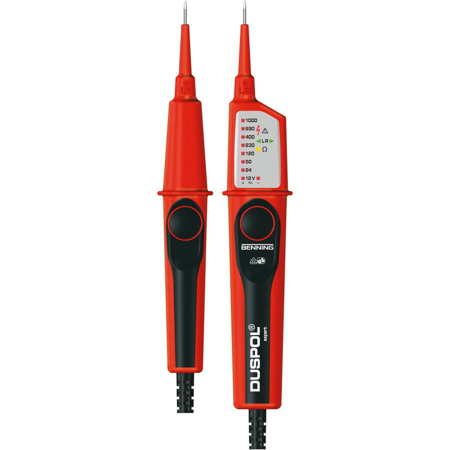 Benning DUSPOL expert Zweipoliger Spannungsprüfer CAT III 1000 V, CAT IV 600 V mit LED, Vibration und Akustik in Gelb und Rot - Bild 2