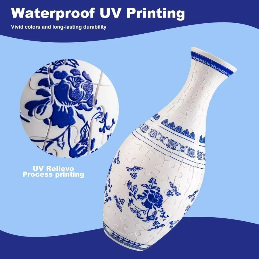 CONUSEA 3D Blume Puzzle Vase DIY Montage Ziegel im chinesischen Stil als Montessori Spielzeug für Kinder und florale Dekoration - Bild 2