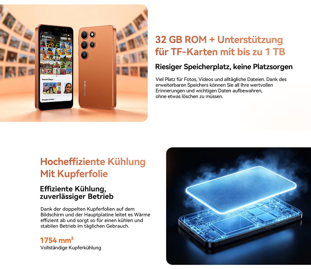 Blackview WAVE 2C Smartphone in Schwarz mit 5 Zoll Display, 32 GB Speicher, 11 GB RAM und Android - Bild 3