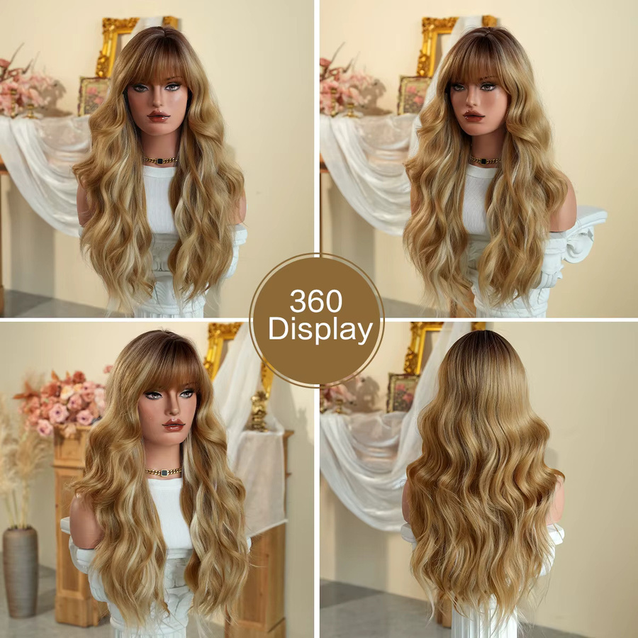 NAMM Perücke für Damen, blond, platinfarben, mit Pony, synthetisch - Bild 3