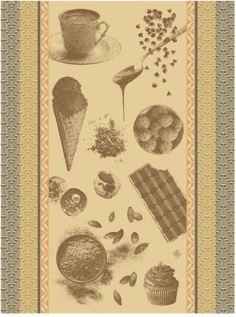 Le Jacquard Français Geschirrtuch Chocolat Recettes Cacao Braun aus Baumwolle, B/H: 60 x 80 cm - Bild 1