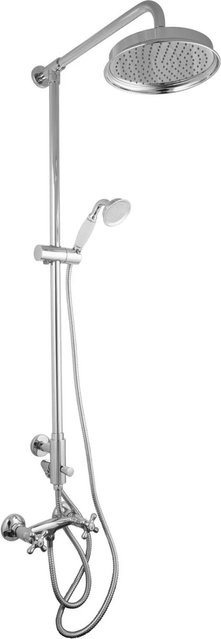 PaulGurkes Nostalgie Regenbrause Duschsystem Aufputz in Chrom mit Handbrause - Bild 1