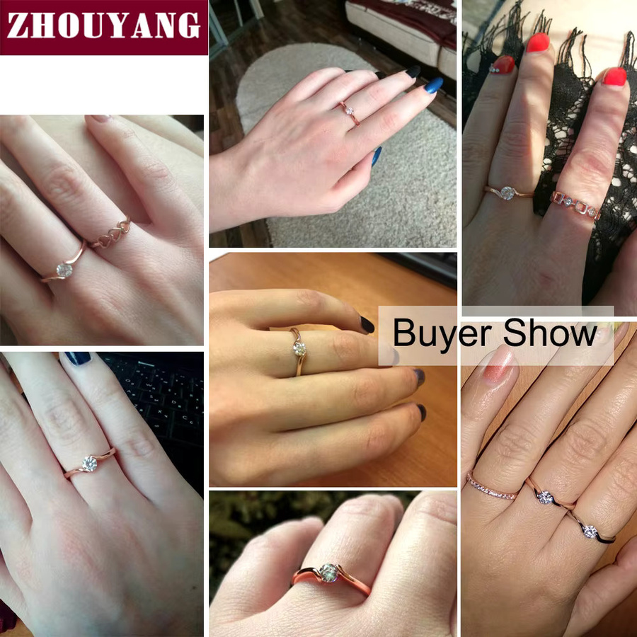 ZHOUYANG Ehering, Roségold, Zirkonia, Damen, Verlobung - Bild 2