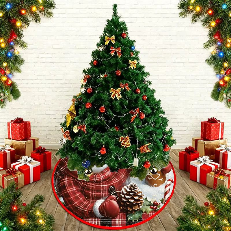 VIKAMA Weihnachtsbaum Rock mit Schneemann und Lebkuchenhaus Motiv zur Weihnachtsdekoration - Bild 3
