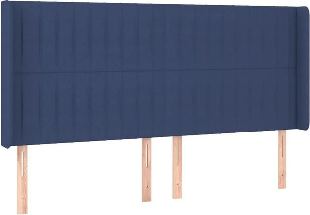 vidaXL Kopfteil mit Ohren in Blau aus Stoff und Holzwerkstoff, B: 183 cm, T: 16 cm, H: 118 bis 128 cm - Bild 1