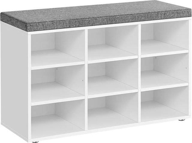 Vasagle Schuhbank mit Sitzfläche in Weiß-Grau, B/T/H: 78,5 x 30,3 x 48 cm - Bild 1