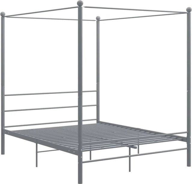 vidaXL Himmelbett aus Metall in Grau mit Baldachin, B/T: 160 x 200 cm - Bild 1
