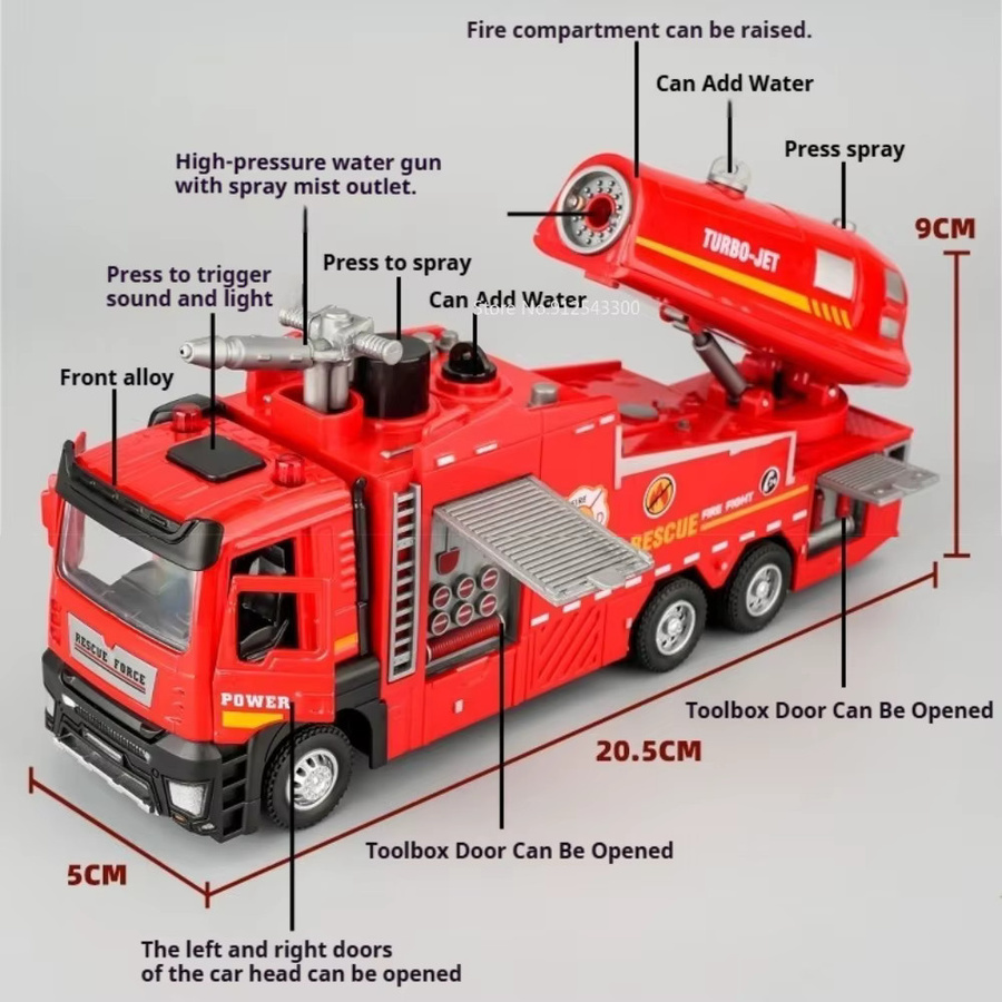 RMZ city Feuerwehrauto-Modell, 1:32 Maßstab, mit Sprühfunktion, Sound und Licht - Bild 2