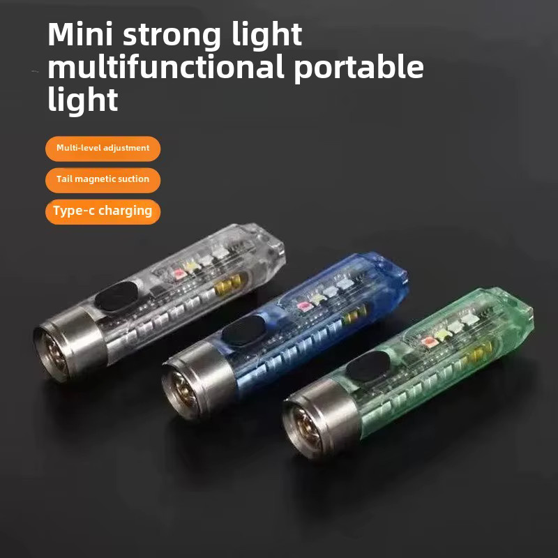QHSPE Wiederaufladbare Mini-Taschenlampe mit Schlüsselanhänger und Infrarot-Seitenlicht in Grün - Bild 2