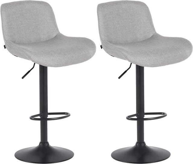 DELUKE 2er Set Barhocker PONOR in Hellgrau und Schwarz, höhenverstellbare Barstühle aus Samt mit Lehne und 360 Grad Drehbarkeit, B/T/H: 50 x 50 x 85 cm - Bild 1