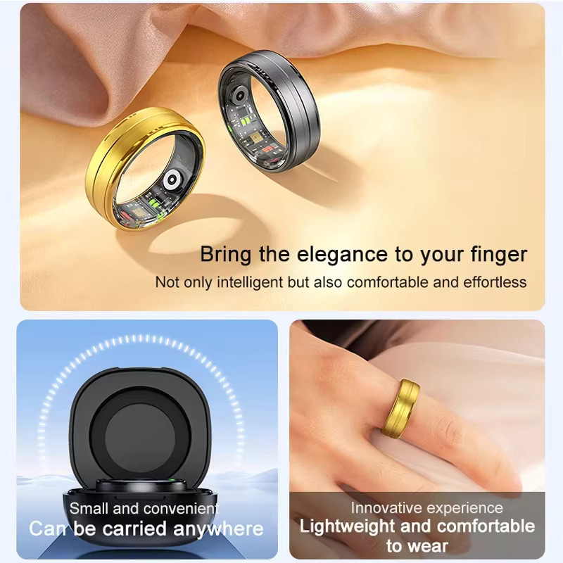 MISIRUN Smart Ring in Gold für Damen und Herren mit Ladecase zur Herzfrequenz-, Blutsauerstoff- und Schlafüberwachung sowie Multi-Sport-Modus und 1ATM Wasserdichtigkeit - Bild 2