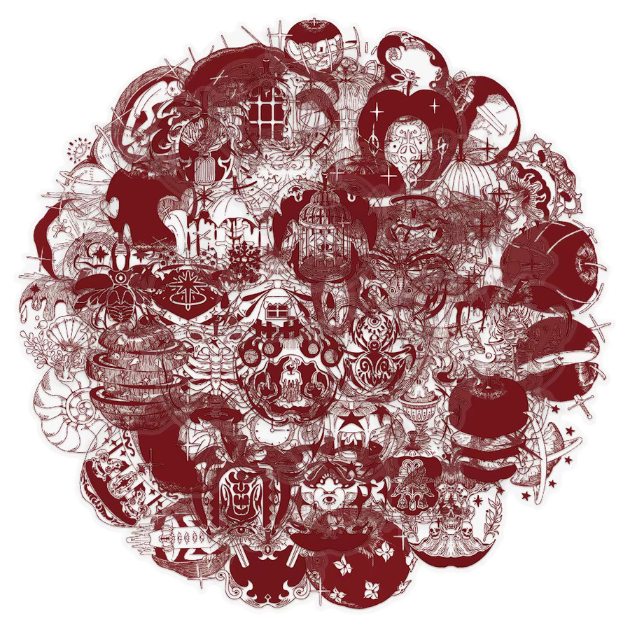 Rspctou Transparente Cartoon Retro Aufkleber mit Rote Apfel und Gotisches Muster für Laptop, Koffer und Helm, Farbe: Rot - Bild 2