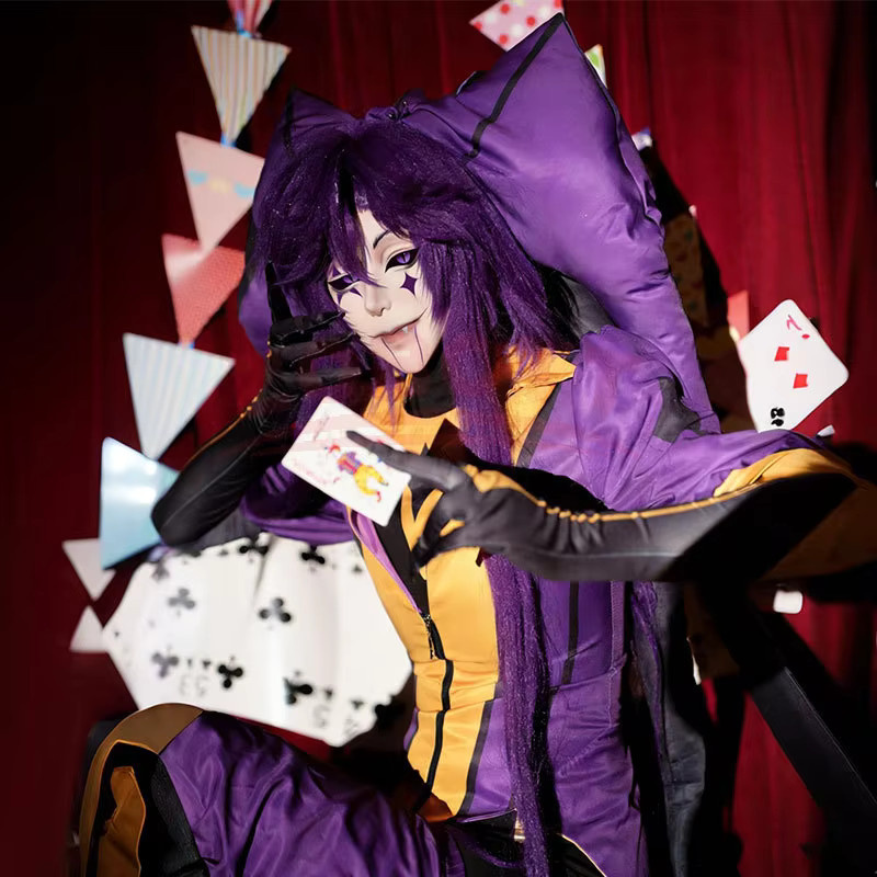 ZOBOTT Clown-Kostüm Zirkus, Joker-Uniform mit Oberteil und Hose, Lila, Bunt / Mehrfarbig - Bild 3