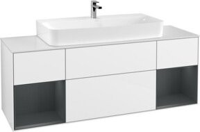 V&B Waschtischunterschrank Finion mit Wandbeleuchtung, Farbe: Weiß lackiert, Breite: 160 cm, Höhe: 50,1 cm, Tiefe: 50,1 cm - Bild 1