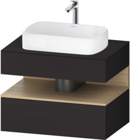 Duravit Waschtischunterschrank Qatego Wandmontiert in Grau und Schwarz mit integrierter Beleuchtung und Innenschubladen B/T/H: 80 x 55 x 60 cm - Bild 1