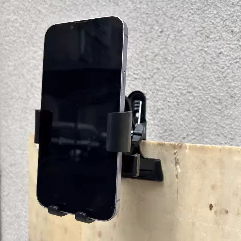 Desktop-Livestreaming-Ständer mit Metallklemme und universellem Gimbal-Handyhalter in Schwarz - Bild 3