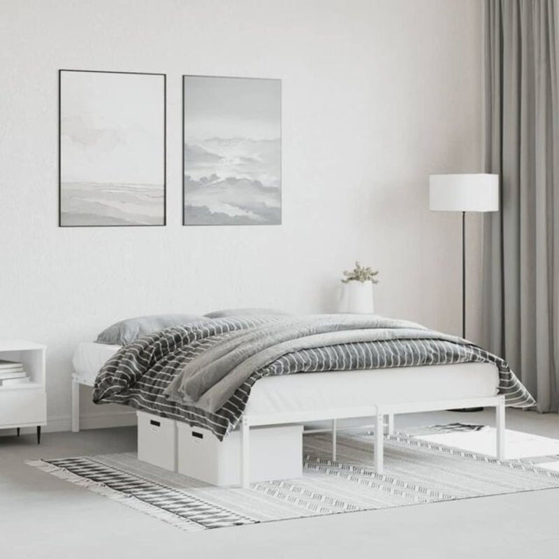 Vidaxl Metallbett in Weiß im klassischen und minimalistischen Design, B/T: 135 x 190 cm - Bild 1