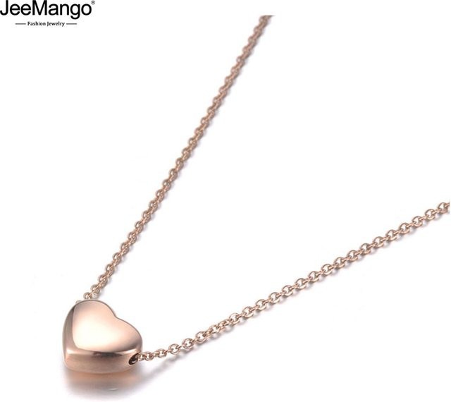 JeeMango Halskette, Edelstahl, Roségold, Herz Charm, Damen - Bild 1