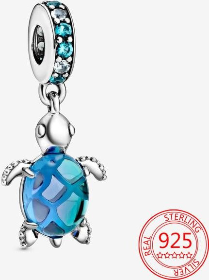 Armband 925 Sterling Silber, Murano Glas Schildkröte, Grün, Unisex - Bild 1