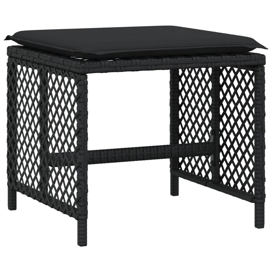 vidaXL Gartenhocker Set aus 4 Stück aus Polyrattan mit Kissen, Hellgrau, B/T/H: 41 x 41 x 36 cm - Bild 2